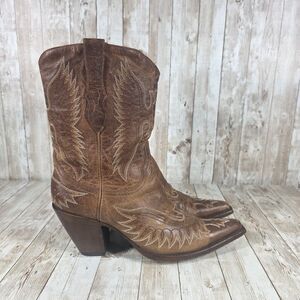 The Old Gringo Brown Leather Western Cowboy Boots Embroidered‎ Eagle Size 9